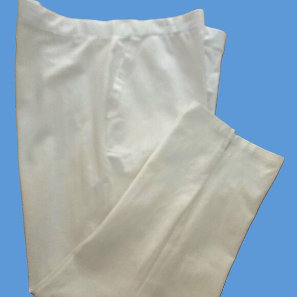 Susan Graver White Crop Pants XL Pull-On Straight Leg Flat Elastic Waistband - Picture 2 of 11